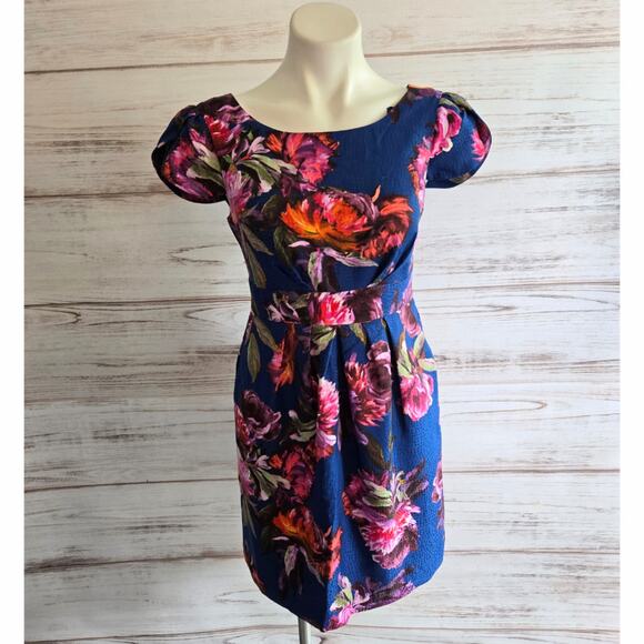 Moulinette Soeurs  Blue with Floral Print Party Dress Sz 4P - Picture 1 of 4